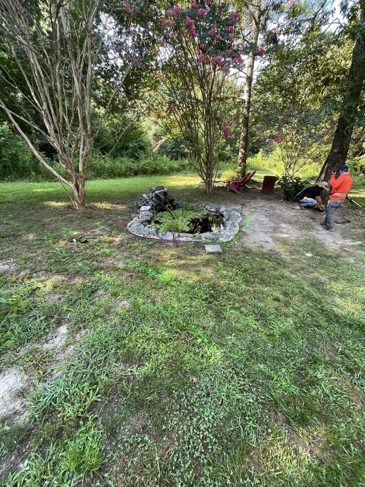 Water feature / pond project — layout and install day.